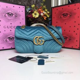 Gucci GG Marmont Velvet Shoulder Blue Bag 443497