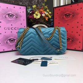 Gucci GG Marmont Velvet Shoulder Blue Bag 443497