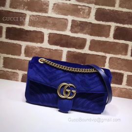 Gucci GG Marmont Velvet Shoulder Dark Blue Bag 443497