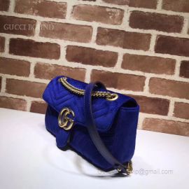 Gucci GG Marmont Velvet Shoulder Dark Blue Bag 443497