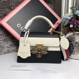 Gucci Queen Margaret Small Shoulder Bag Black And White 476541