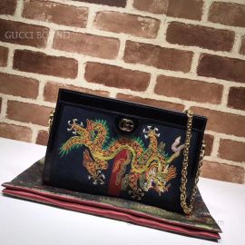 Gucci Ophidia Embroidered Medium Shoulder Bag Black 503877