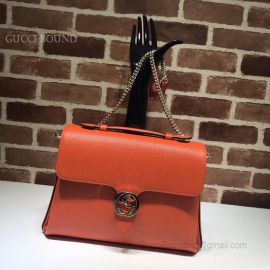 Gucci 2Way Chain Plain Leather Shoulder Bags Dark Orange 510306