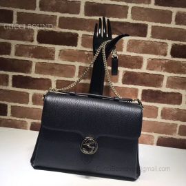 Gucci 2Way Chain Plain Leather Shoulder Black Bags 510306