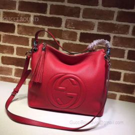 Gucci Women Tassels Soho Hobo Leather Shoulder Bag Red 408825