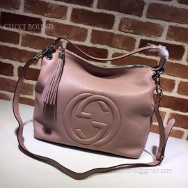Gucci Women Tassels Soho Hobo Leather Shoulder Bag Pink 408825