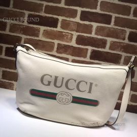 Gucci Print Half-Moon Hobo Bag White 523588