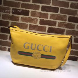Gucci Print Half-Moon Hobo Bag Yellow 523588