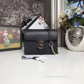 Gucci Women Leather Interlocking GG Crossbody Purse Handbag Black 510304