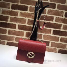 Gucci Women Leather Interlocking GG Crossbody Purse Handbag Wine 510304