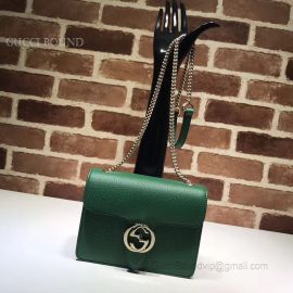 Gucci Women Leather Interlocking GG Crossbody Purse Handbag Green 510304