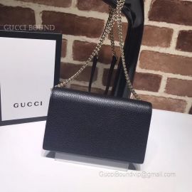 Gucci Women Leather Interlocking GG Crossbody Chain Wallet Black 510314