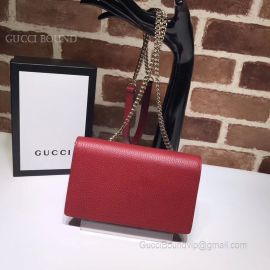 Gucci Women Leather Interlocking GG Crossbody Chain Wallet Red 510314