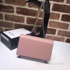 Gucci Women Leather Interlocking GG Crossbody Chain Wallet Pink 510314