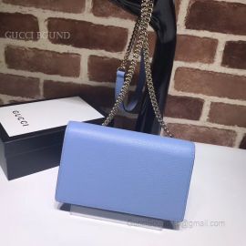 Gucci Women Leather Interlocking GG Crossbody Chain Wallet Light Blue 510314