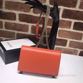 Gucci Women Leather Interlocking GG Crossbody Chain Red Wallet 510314