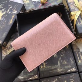 Gucci Women Leather Interlocking GG Crossbody Chain Pink Wallet 510314