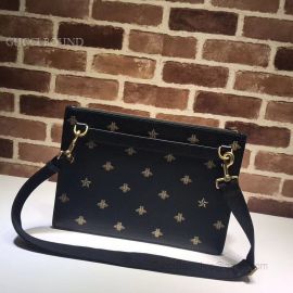 Gucci Bee Star Leather Messenger Black 450976
