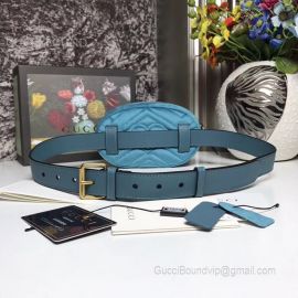 Gucci GG Marmont Matelasse Leather Belt Bag Blue 476434