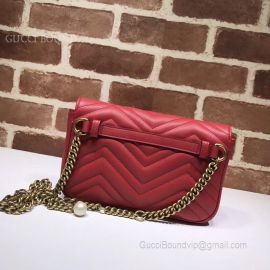 Gucci GG Marmont Chain Belt Bag With Pearls Red 476809