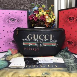 Gucci Print Leather Belt Bag Black 493869