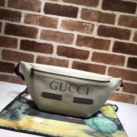 Gucci Print Leather Belt White Bag 493869