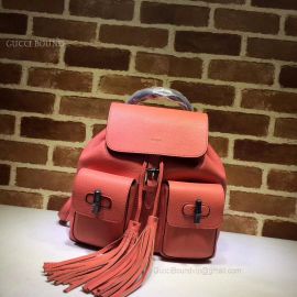 Gucci Bamboo Leather Backpack Red 370833