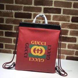 Gucci Gucci Print Small Drawstring Backpack Red 523586