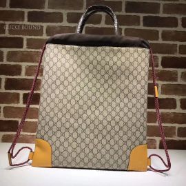 Gucci GG Supreme Drawstring Backpack Orange 473872