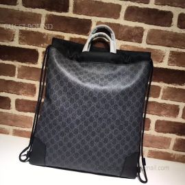 Gucci Soft GG Supreme Drawstring Backpack Black Grey 473872