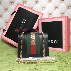 Gucci Sylvie Leather Mini Chain Bag Black 431666