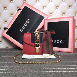 Gucci Sylvie Leather Mini Chain Bag Red 431666