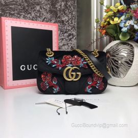 Gucci GG Marmont Embroidered Velvet Mini Bag Black 446744