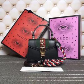 Gucci Sylvie Leather Mini Bag Black 470270