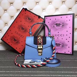 Gucci Sylvie Leather Mini Bag Blue 470270