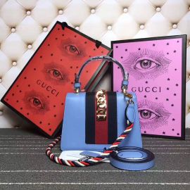Gucci Sylvie Leather Mini Bag Blue 470270