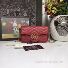 Gucci GG Marmont Matelasse Leather Super Mini Bag Red 476433