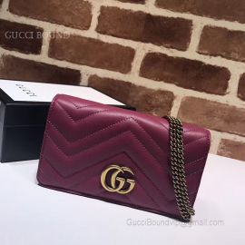 Gucci GG Marmont Matelasse Leather Mini Bag Wine 488426