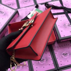 Gucci Sylvie Web Original Leather Chains Mini Bag Red 494642