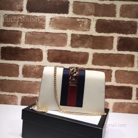 Gucci Sylvie Leather Mini Chain Bag White 494646