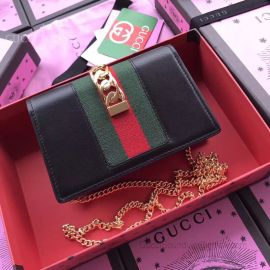 Gucci Sylvie Leather Mini Chain Bag Black 494646