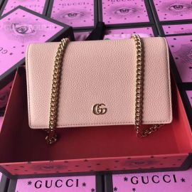 Gucci GG Marmont Leather Mini Chain Bag Pink 497985