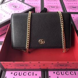 Gucci GG Marmont Leather Mini Chain Bag Black 497985