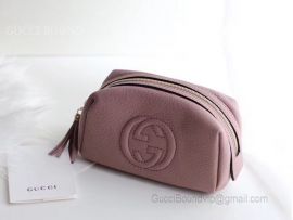 Gucci Real Leather Soho Tassel GG Cosmetic Makeup Bag Pink Clutch 308636