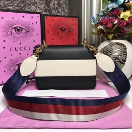 Gucci Queen Margaret Leather Handbag Black And White 476542