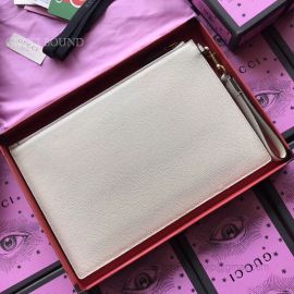 Gucci Print Leather Pouch White 495011
