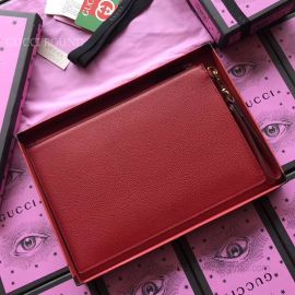 Gucci Print Leather Pouch Red 495011