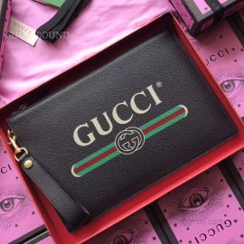 Gucci Print Leather Pouch Black 495011