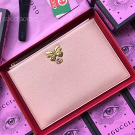 Gucci Butterfly Original Leather Clutch Pink 499360