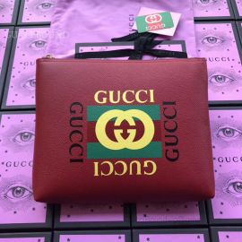 Gucci Print Leather Medium Portfolio Wine 500981